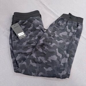 90 Degree by Reflex Woven Ruched-Leg Pants Women XL Black Camo Joggers Comfy NWT